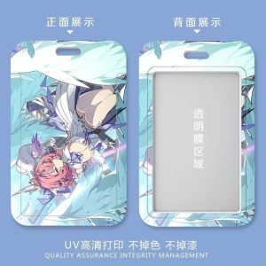 Zenless Zone Zero Remiel anime character with pink hair and white wings printed on a sliding plastic card holder with a clear back window.