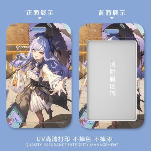 Zenless Zone Zero Vivian anime hard plastic sliding card holder for student IDs and bus cards with UV printed illustration and clear back window.