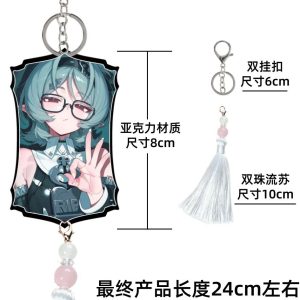 Roxy Acrylic Keychain with Beaded Tassel – Zenless Zone Zero Anime Bag Charm