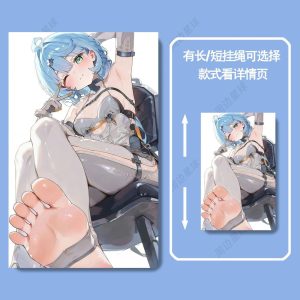 Vertical sliding plastic hard card holder with high-definition anime artwork of light blue-haired Seed from Zenless Zone Zero.