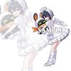 Clear acrylic stand figures depicting Zenless Zone Zero characters Belle, Alice, and Yuzuha dressed in white angel outfits with cute wings.