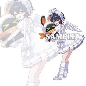 Clear acrylic stand figures depicting Zenless Zone Zero characters Belle, Alice, and Yuzuha dressed in white angel outfits with cute wings.