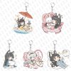 Cute chibi acrylic keychains featuring Zenless Zone Zero character Hoshimi Miyabi in various cozy themed poses with silver metal keyring clasps.