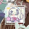 Acrylic keychain of Zenless Zone Zero character Chinatsu in Delusional Angels style framed in a white double-square border with a silver ring clasp.