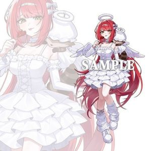 Clear acrylic stand figures depicting Zenless Zone Zero characters Belle, Alice, and Yuzuha dressed in white angel outfits with cute wings.