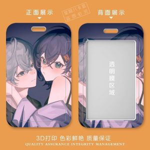 Sliding hard plastic card holder featuring Zenless Zone Zero protagonists Wise and Belle (Ling & Zhe) with a transparent display slot.