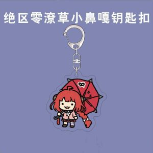 Acrylic keychain featuring Zenless Zone Zero characters rendered in a funny doodle scribble chibi style with a silver metal clasp.
