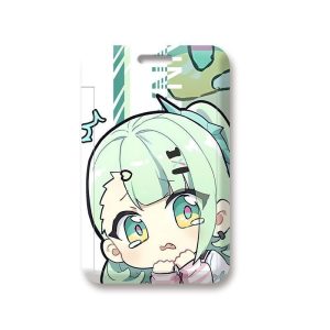 Front and back view of a Zenless Zone Zero chibi Corin and Chinatsu sliding hard plastic ID card holder with a transparent display window.