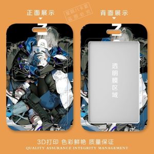 Sliding hard plastic card holder featuring Zenless Zone Zero protagonists Wise and Belle (Ling & Zhe) with a transparent display slot.