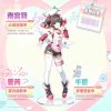 Clear Zenless Zone Zero acrylic standee featuring Chinatsu, Eri, and Nangong Yu in pink winged Delusional Angel idol outfits on round display bases.