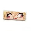 Long rectangular tinplate badge pin featuring a close-up crop of Caesar King's eyes and fanged smile from Zenless Zone Zero.