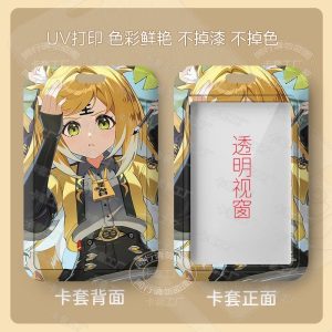 Hard plastic Zenless Zone Zero Ju Fufu anime card holder with clear front display window and bright character artwork.