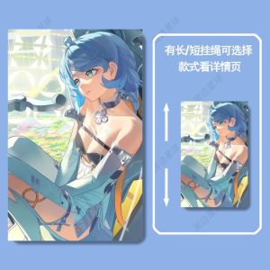Vertical sliding plastic hard card holder with high-definition anime artwork of light blue-haired Seed from Zenless Zone Zero.