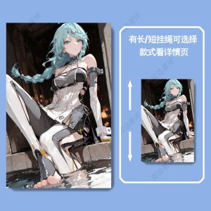 Vertical sliding plastic hard card holder with high-definition anime artwork of light blue-haired Seed from Zenless Zone Zero.