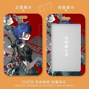 Sliding hard plastic card holder featuring Zenless Zone Zero protagonists Wise and Belle (Ling & Zhe) with a transparent display slot.