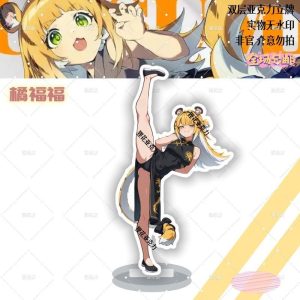 Clear acrylic standee figure of Zenless Zone Zero character Ju Fufu performing a high vertical split kick while wearing a black qipao cheongsam.