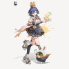 Acrylic standee figure featuring Zenless Zone Zero protagonist Belle serving a plate of souffle pancakes next to a small Bangboo companion.