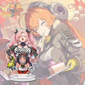Funny layered acrylic standee displaying stacked anime characters from Zenless Zone Zero set on a clear acrylic base.