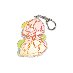Cute Zenless Zone Zero acrylic keychain and fridge magnet featuring pastel chibi characters Remiel and Ye Shunguang with smooth transparent borders.