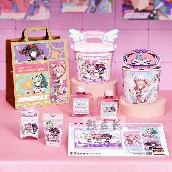 KFC x Zenless Zone Zero Collaboration Merchandise: Angel-themed Badges, Bangboo-themed Foldable Bags, Charms, and Light-up Acrylic Stands