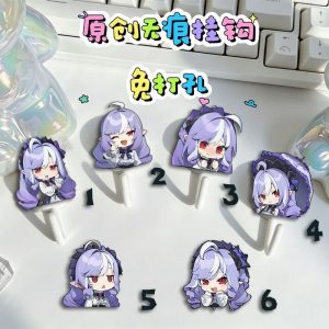 Six cute Q-version Vivian adhesive wall hooks from Zenless Zone Zero numbered 1 to 6 showing different facial expressions.